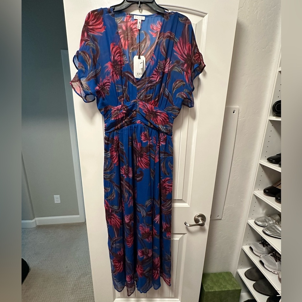 Leith Blue and Pink Floral Maxi Dress